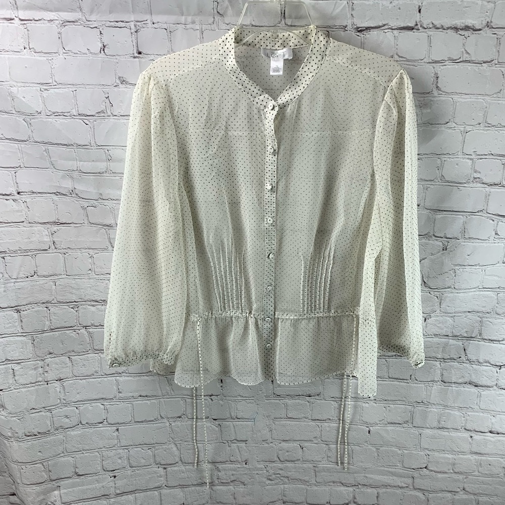 LOFT Sheer Polka Dot Blouse - Picture 2 of 5